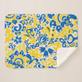 Folklore pattern with Oekrainian flag covu Sherpa Deken (Voorkant (horizontaal))