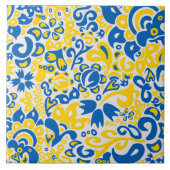 Folklore pattern with Oekrainian flag covu Tegeltje (Voorkant)