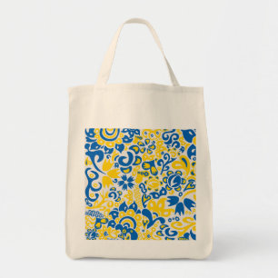 Folklore pattern with Oekrainian flag covu Tote Bag