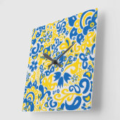 Folklore pattern with Oekrainian flag covu Vierkante Klok (Hoek)