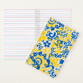 Folklore pattern with Ukrainian flag colors  Notitieboek (Binnen)