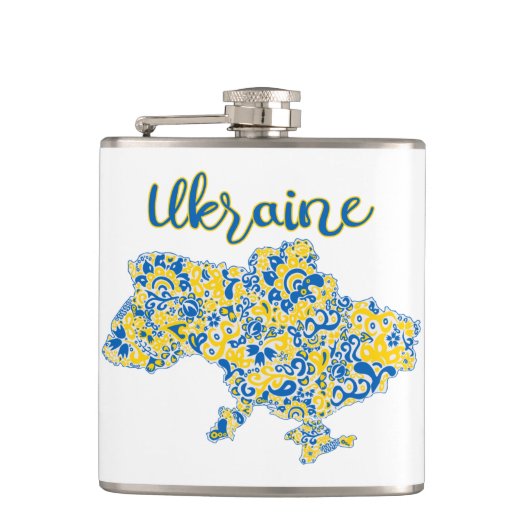 Folkloric pattern and Ukraine typography Heupfles (Voorkant)