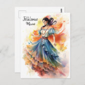 Folklorico Dance Mexico Briefkaart - Wereld van de (Voorkant / Achterkant)