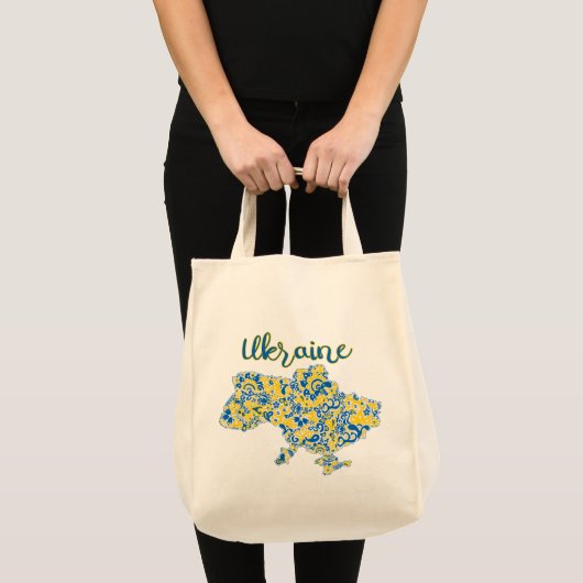 Folkloristisch patroon en Oekraïne-typografie Tote Bag (Voorkant (product))