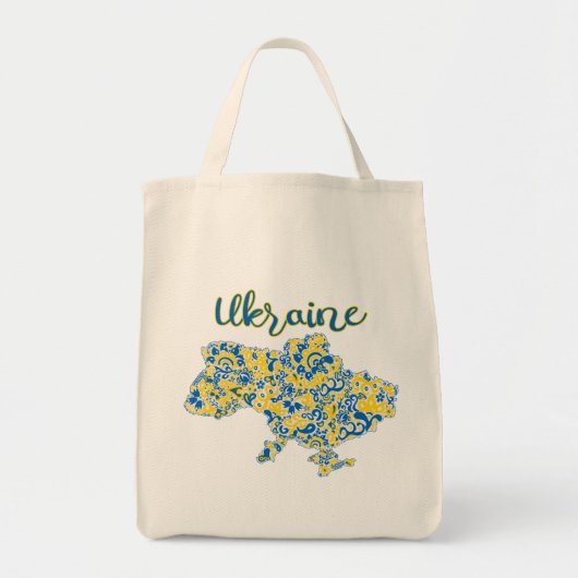 Folkloristisch patroon en Oekraïne-typografie Tote Bag (Voorkant)