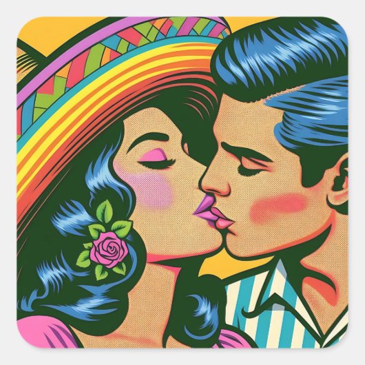  folkloristische feesten vierkante sticker (Voorkant)