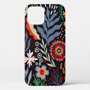 Folkpatroon, naadloos textielontwerp met helder iPhone 12 hoesje