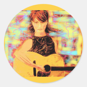 folksinger meisje ronde sticker
