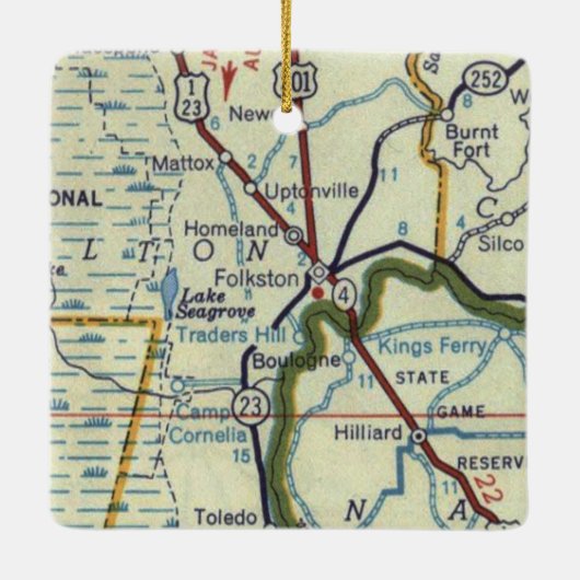 Folkston Georgia  kaart Keramisch Ornament (Achterkant)