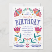 Folksy Bugs Invitation d'anniversaire de l'enfant (Devant)