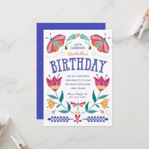 Folksy Bugs Kind Birthday Invitation Kaart
