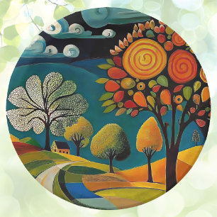 Folksy Country Scene Papieren Bordje