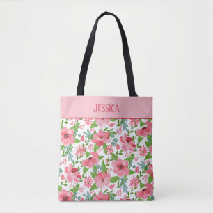 Folksy Feminine Pink Floral Draagtas