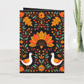Folksy ganzen en herfstbladeren Thanksgiving Kaart (Achterkant)