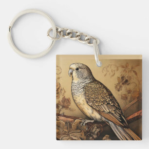 Folksy Parkiet in Sepia Tones Sleutelhanger