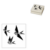 Folkvogel, slik staartvogel, drie vliegende vogels 	rubberstempel (Gestempeld)