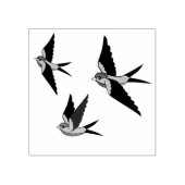 Folkvogel, slik staartvogel, drie vliegende vogels 	rubberstempel (Afrduk)