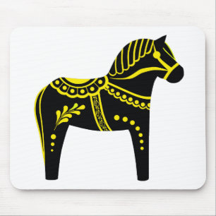 Folkzwart/geel/goud Dala paard, Folk Friesian Muismat