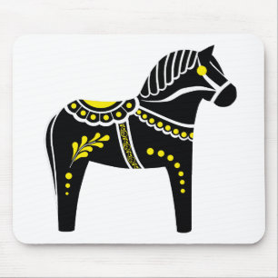 Folkzwart/wit/geel Dala paard, Folk Friesian Muismat