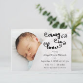 Folle amoureuse - Faire-part de naissance 3x5 (Debout devant)