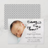 Folle amoureuse - Faire-part de naissance 3x5 (Devant / Derrière)