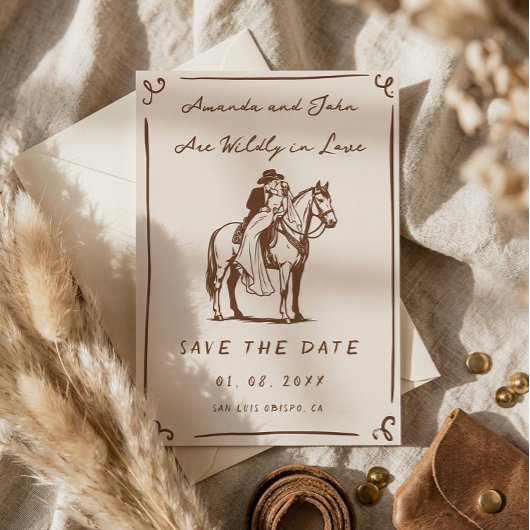 Folle Amoureuse Rustique Occidental Cow-boy Carte 