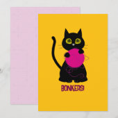 FOLLE ! Carte de vœux – Tricot + Chatte (Devant / Derrière)