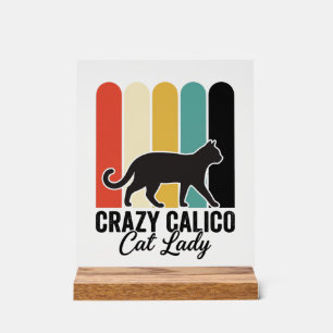Folle Dame au Chat Calico Vintage Design Rétro Cha