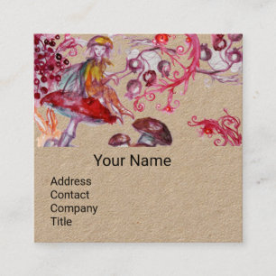 FOLLET VAN MUSHROOMS Fantasy Floral Kraft Monogram Vierkante Visitekaartje