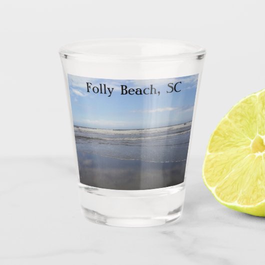 Folly Beach, SC Shot Glass Glas (Voorkant)