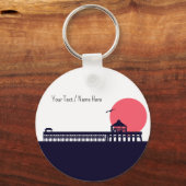 Folly Beach SC Souvenirs Retro Sunset Pier 60s Sleutelhanger (Achterkant)