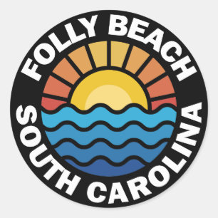 Folly Beach, South Carolina Ronde Sticker