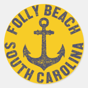 Folly Beach, South Carolina Ronde Sticker