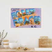 Folly Beach South Carolina SC Old  Briefkaart Poster (Keuken)