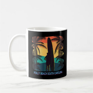 Folly Beach South Carolina Sc Palm Tree Surfboard Koffiemok