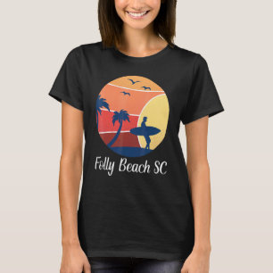 Folly Beach South Carolina SC Surfing Surfer Vinta T-shirt