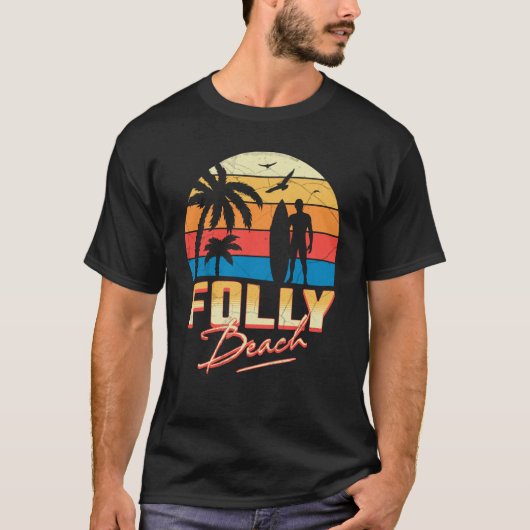 Folly Beach South Carolina Surfing Surf Summer Vac T-shirt (Voorkant)