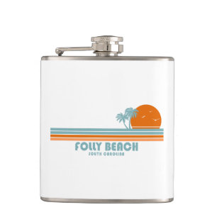 Folly Beach South Carolina Zon Palmboom Heupfles