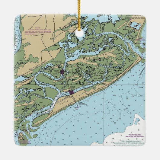 Folly Island South Carolina Chart Keramisch Ornament (Achterkant)