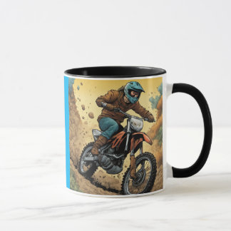 Fonce et chevauche un mug de café de moto cross