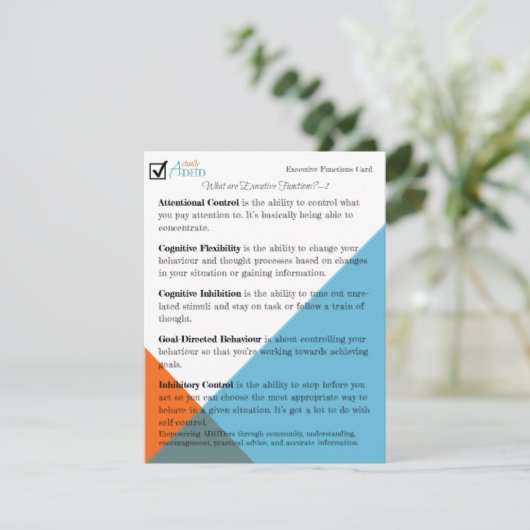 Fonctions exécutives Expliqué carte (Debout devant)