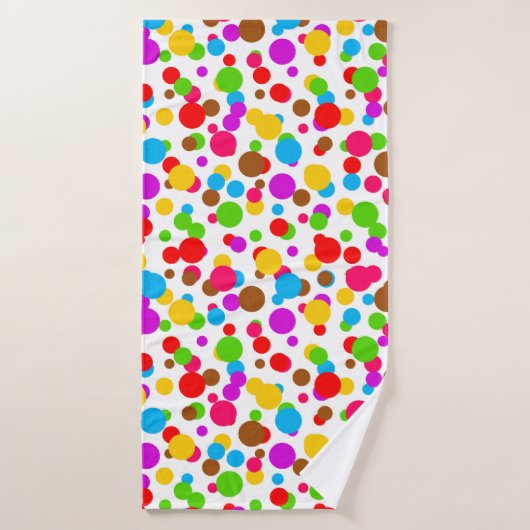 Fond blanc à pois colorés (Serviette de bain)