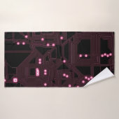 fond de circuit de micro-puce rose, 3d, ab (Serviette de bain)