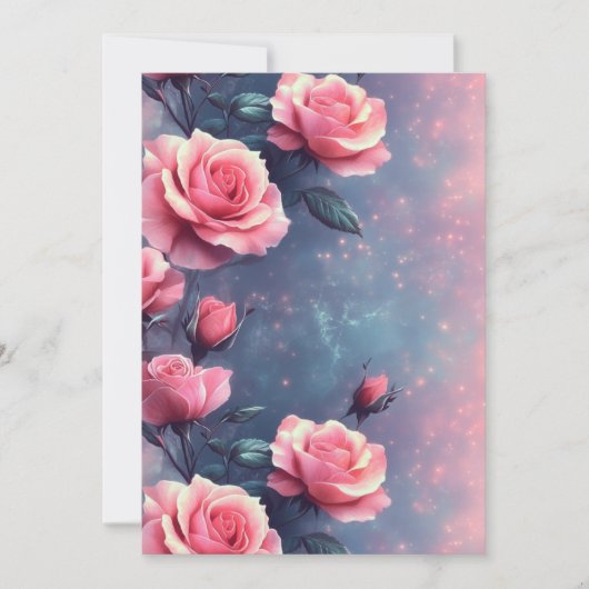 Fond de galaxie de rose imprimable – Carte numériq (Devant)