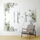 Fond de tapisserie de mariage à l'eucalyptus (En situation (horizontale))