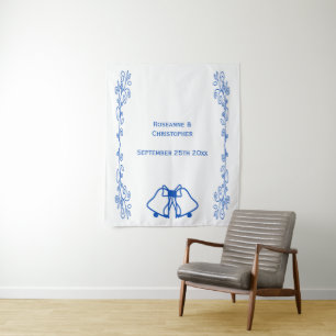 Fond de tapisserie de mariage Bells Bleu Saphir