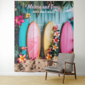 Fond de tapisserie suspendue de planche de surf et (En situation)