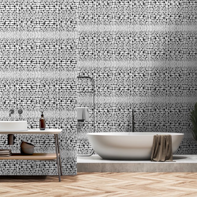 Fond d'écran ethnique Boho - Décor de mur noir et  (Salle de bain)