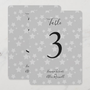 Fond d'étoiles grises Cartes de numéro de table