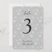 Fond d'étoiles grises | Cartes de numéro de table (Dos)